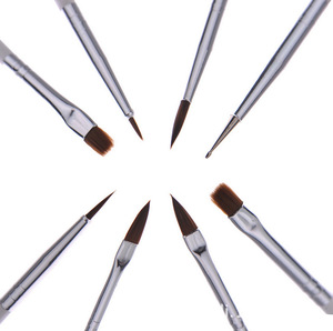 8Pcs Leopard Acrylic Handle Nylon Nail Art Brush <b>Set</b> <b>Crimped</b> Liner Carving Painting Pens for Gel Design - Product Image 3