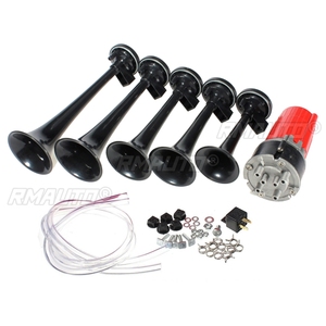 Bocina de aire para coche de 12V, 125dB, negra, 5 trompetas musicales Dixie, compresor para coche Duke of Hazzard - Product Image 1