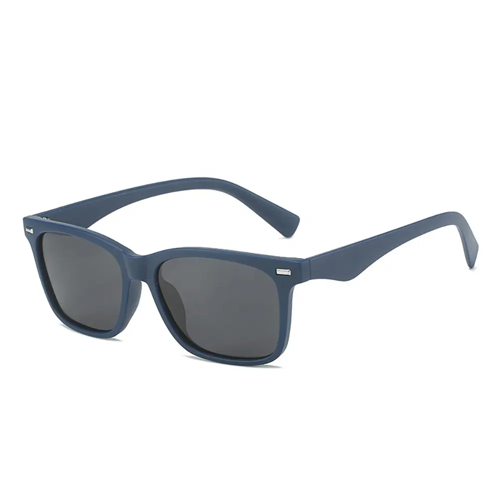Gafas de Sol para hombre, gafas de sol con logotipo personalizado a la moda, gafas rectangulares clásicas de color negro mate Uv400