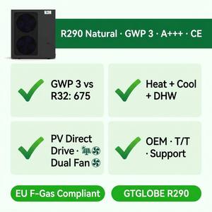 ปั๊มความร้อนอากาศสู่น้ำแบบออลอินวัน รุ่น R290 ยี่ห้อ Gtglobe Pv-direct Drive จากโรงงานโดยตรง สำหรับทำความร้อน ความเย็น และน้ำร้อนใช้ในบ้าน มาตรฐาน CE รุ่น GT-13/bpktr2-s(hi) - Product Image 3