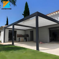 Pergola motorisée de luxe en aluminium bioclimatique avec éclairage LED, toit à lames orientables, pour terrasse extérieure et loisirs