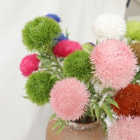 Bouquet de pissenlits à 3 têtes, simulation, décoration intérieure, centre de table de mariage, fleurs artificielles en soie multicolores teintées à la main, toucher doux
