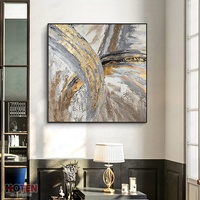 Extra Large Peinture à l'huile abstraite moderne Toile peinte à la main imprimée Feuille d'or Acrylique Décoration murale Cadre visuel amélioré Arbres