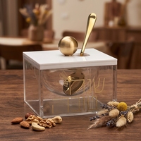 Boîte à miel juive en acrylique transparent avec couvercle blanc, cuillère à miel en métal, décoration de table pour le Nouvel An juif, cadeau religieux