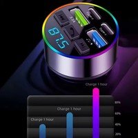 Transmisor FM BT 5.0, Cargador de Teléfono para Auto, Reproductor de Música MP3, Encendedor de Cigarrillos USB para Auto, Cargador de Teléfono Multifuncional para Auto