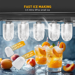Máquina Portátil para Hacer Hielo, 9 Cubos en 3.5 Minutos, 12 kg en 24 Horas, para Hogar, Cocina, Autocaravana, con Cesta y Cuchara - Product Image 3