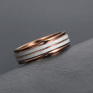 Unisex Coffee Colored <b>Titanium</b> Steel <b>Ring</b> SA1053 Geometric Design Gift Jewelry - Product Image 4