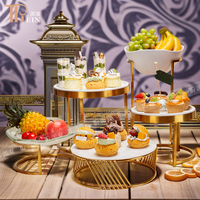 Luxuriöser Edelstahl- und Holz-Buffetständer für Restaurants, Kuchen-Display, Salat- und Speisenständer, Dessertschale