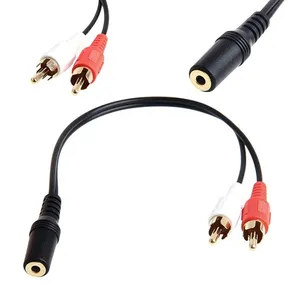 通用RCA电缆3.5毫米插孔立体声音频电缆母至2RCA公插座至耳机3.5 AUX Y DVD放大器适配器