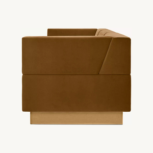طقم أريكة تشيسترفيلد RH <span class=keywords><strong>HARVEY</strong></span> PROBBER CUBO، أريكة قطاعية معيارية من 3 قطع بتصميم مائل، تنجيد قماشي بني لغرفة المعيشة - Product Image 4