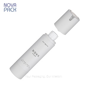 Bouteille de sérum sans air de lotion rechargeable colorée de 15ml 30ml 50ml 100ml bouteille de pompe sans air blanc brun mat noir pour les soins de la peau - Product Image 3