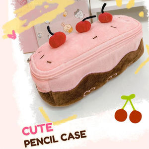 กระเป๋าแต่งหน้าเค้กรูปเชอร์รี่น่ารัก, กระเป๋าใส่เครื่องเขียนของเด็กผู้หญิงมีซิปปิดแฟชั่นกระเป๋าใส่ดินสอสำหรับนักเรียนกระเป๋าผ้ากำมะหยี่ - Product Image 5