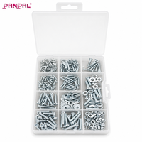 Kit de 320 pièces de vis, écrous et rondelles assortis, attaches métalliques galvanisées avec boîte en plastique pour projets de réparation quotidiens en atelier