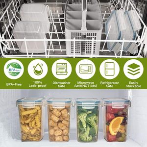 Transparent Rectangle PET <b>Plastic</b> Injection Molded Food <b>Storage</b> Jar Custom Logo Sealed Design Sustainable Kitchen Container - Product Image 4
