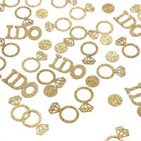 Confettis de table dorés pour mariage, décorations pour fête prénuptiale, confettis pour future mariée, paillettes, bague de fiançailles, décoration pour fête de fiançailles