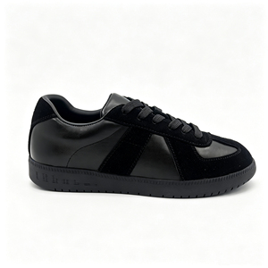 <strong>Ladies</strong> Low Top German <strong>Trainer</strong> Shoes All Black Leather Casual Sneaker Factory Direct Supply Custom Logo &amp; Color Bulk Footwear - Product Image 1