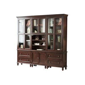 <span class=keywords><strong>Librería</strong></span> Esquinera Móvil Estilo Americano Diluobu con Puertas Traseras de Vidrio, de Dos a Seis Estantes, Madera de Cerezo Sólida, Mueble Vintage para Sala de Estar - Product Image 5