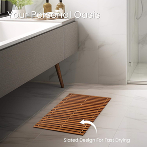 Tapis de salle de bain YUYOU moderne, écologique, antidérapant, en bambou, imperméable, avec garantie <span class=keywords><strong>d</strong></span>'un an - Product Image 4