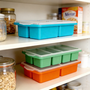 Wholesale Household Food Storage Container Baby Food Storage Box with Lid Silicone <b>Ice</b> Cube Tray Mold for Frozen Soups - Product Image 3