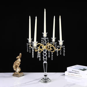 Честь кристалла <span class=keywords><strong>3</strong></span>/5/9 руки прозрачное украшение стола Хрустальное стекло канделябры Подсвечник со стеклянной трубкой для свадеб - Product Image 1