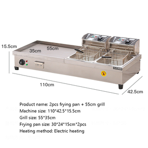 Thương mại bảng Top BBQ grills thép không gỉ tấm phẳng nướng điện griddle nhỏ sâu Fryer 2-in-1 chảo dầu - Product Image 6