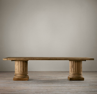 Table à manger rectangulaire sur mesure en chêne massif, pliable, de luxe, avec piétement français, pour la maison, l'hôtel ou la villa