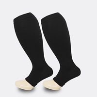 Chaussettes de compression unisexe grande taille 3XL et 4XL pour mollets fins, respirantes, à bout ouvert (1 paire)