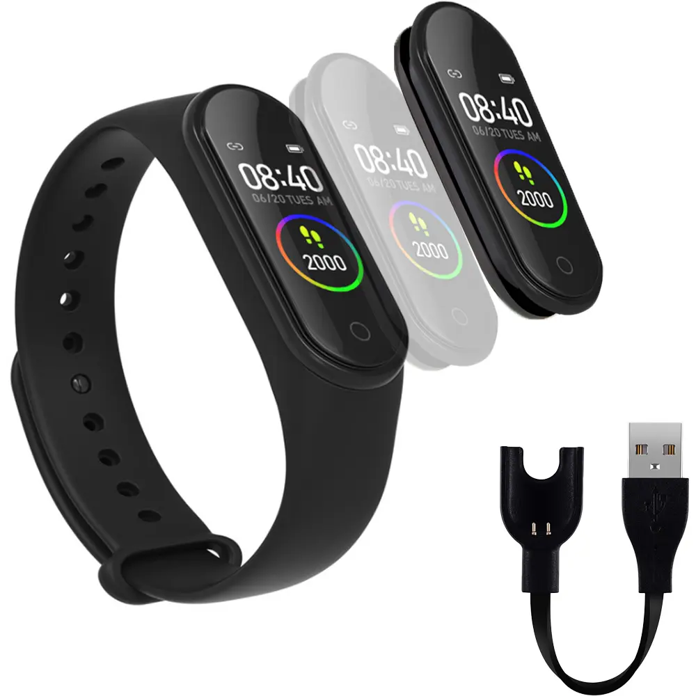 Smart Band M4 2020 Smart Bracelets IP67 Waterproof Smartbands Blood Pressure Fitness Tracker Monitor Music Remote Control bands