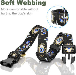 रहस्यमय लक्जरी बुरी आंख पैटर्न नायलॉन पालतू कॉलर सोने डी-रिंग कस्टम बकल गर्मी हस्तांतरण के लिए - Product Image 5