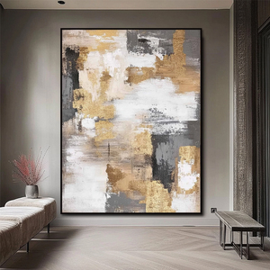 <span class=keywords><strong>Peinture</strong></span> murale moderne dorée abstraite <span class=keywords><strong>sur</strong></span> <span class=keywords><strong>toile</strong></span> de <span class=keywords><strong>lin</strong></span> 440 g/m², peinte à la main, décorative pour la maison, <span class=keywords><strong>peinture</strong></span> à l'huile de qualité supérieure, gris blanc, acrylique - Product Image 4