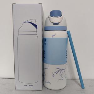 Bouteille d'eau isotherme réutilisable à double paroi en acier inoxydable à large ouverture 24/32 oz pour la salle de sport, le sport et le vélo - Product Image 1