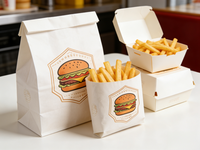 Boîte à hamburger en papier avec logo personnalisé, pour poulet frit, nuggets, sandwichs, frites, emballage de hamburger imprimé en gros