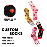 Vente en Gros Fruits Nourriture Fraise Unisexe Drôle Coton Designer Chaussettes Crew Tube Chaussettes