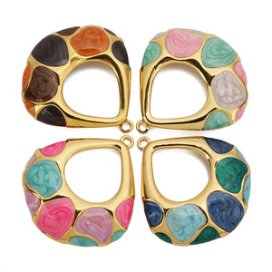Colgante chapado en acero inoxidable con forma de gota para hacer collares, accesorios de joyería DIY, patrón de concha de Color dorado WLL32 - Product Image 3