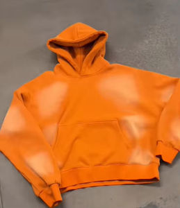 Wholesale Custom <strong>Orange</strong> Oversized Sweatshirt Vintage Acid Wash <strong>Hoodie</strong> Drop Shoulder Blank Sun Faded <strong>Hoodie</strong> for <strong>Men</strong> - Product Image 3