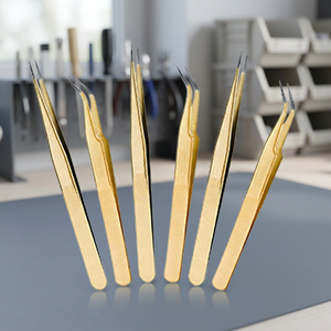 ASAP - Juego de Pinzas para Pestañas con Logotipo Personalizado, Acabado Inoxidable Ecológico, Duradero, Agarre Perfecto, Puntas Dentadas, Acero Dorado - Product Image 2