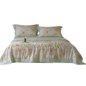 Lyocell Tencel Summer Quilt Set Floral 4 Pcs Cooling Home <b>Bedding</b> 200x230cm Machine Washable - Product Image 5