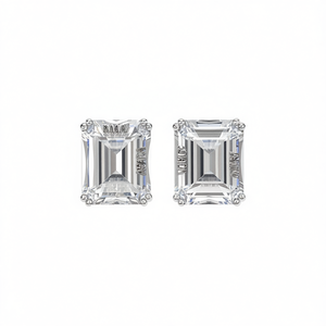 Orecchini Agapa in Oro Bianco con Diamanti Taglio Smeraldo, Colore D, Certificati GIA, Gioielli Classici da Donna per Fidanzamento - Product Image 1