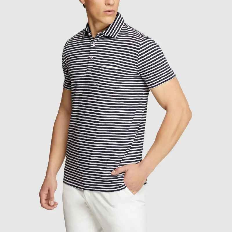 Polo de alta calidad, empresa de fabricación de camisetas, logotipo personalizado, ropa de Golf a rayas de manga corta, polos para hombre, camisetas de Golf
