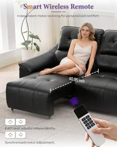 Sofá seccional reclinable eléctrico multifuncional con silla eléctrica, puertos USB para cargar, portavasos y tapicería de cuero PU para sala de estar o cine. - Product Image 4