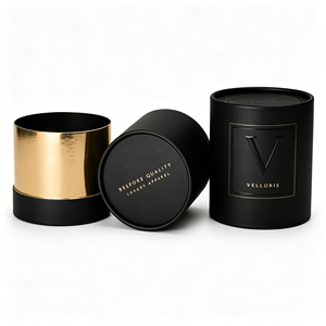 Luxury Matte <b>Black</b> Rigid Cardboard Round <b>Box</b> for Luxury Scented Candle Packaging Bespoke Logo Wholesale Price - Product Image 2