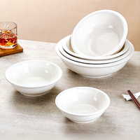 Grand bol en porcelaine céramique moderne poli blanc pur pour soupes, poissons marinés et restaurants