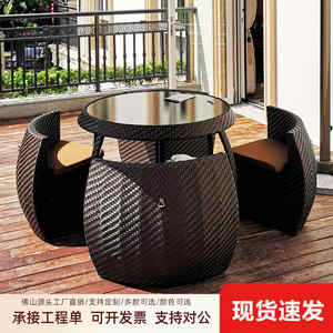 Ensemble de salle à manger d'extérieur moderne table basse portable en rotin et meubles en bois imperméables pour les loisirs dans la cour, le parc ou la <span class=keywords><strong>villa</strong></span> - Product Image 3