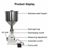 Machines de remplissage cosmétiques manuelles 5-50 ml, 50-100 ml pour crèmes et liquides, pour la production de petits volumes, emballage en fûts plastiques, avec moteur