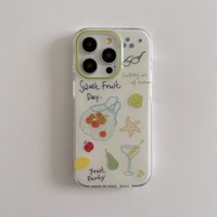 Pastorale Frais Blanc Vert Ins Sac D'été pour Filles 16Promax Graffiti Tomate Mûrier 15Pro avec TPU Matériel Mobile Phone Cases