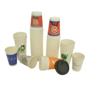 Minlo White Single Wall Drink Cup Vaso de papel desechable biodegradable con tapas de plástico