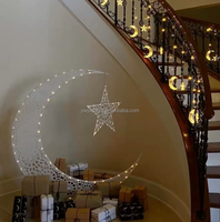 Décoration d'intérieur PAFU, support de lampe en bois avec lune et étoiles, lumières de bienvenue islamiques, 90 cm, réutilisable