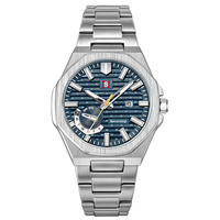 Montre pour homme NS Never Stop 984 Fashion Octagonal, acier inoxydable, étanche, quartz, lumineuse, calendrier, montre-bracelet pour affaires