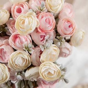Nouveau populaire 18 têtes blanc <span class=keywords><strong>rose</strong></span> renoncule maison mariage décoration fête soie tissu artificiel Mini thé <span class=keywords><strong>Rose</strong></span> <span class=keywords><strong>Bouquet</strong></span> - Product Image 4
