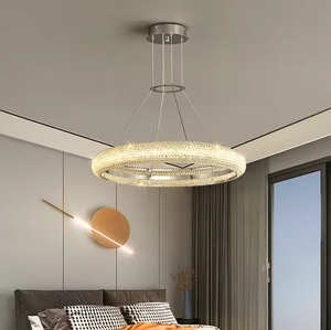 Modern Luxury Crystal <b>Chrome</b> Hanging Light Dining Room String Ring Crystal <b>Chandelier</b> - Product Image 4